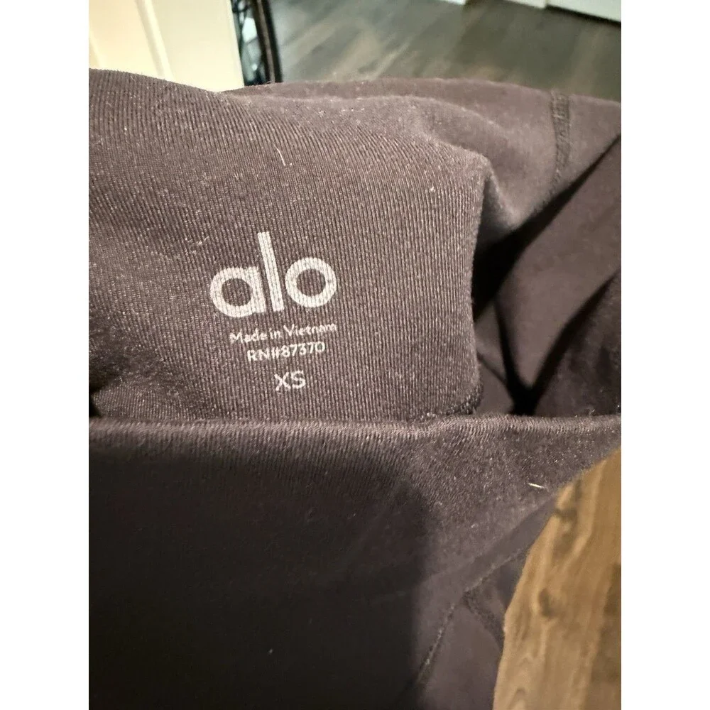 ALO YOGA Black Color Womens High Waist Mosaic Mesh Side Leggings XS RN#87370